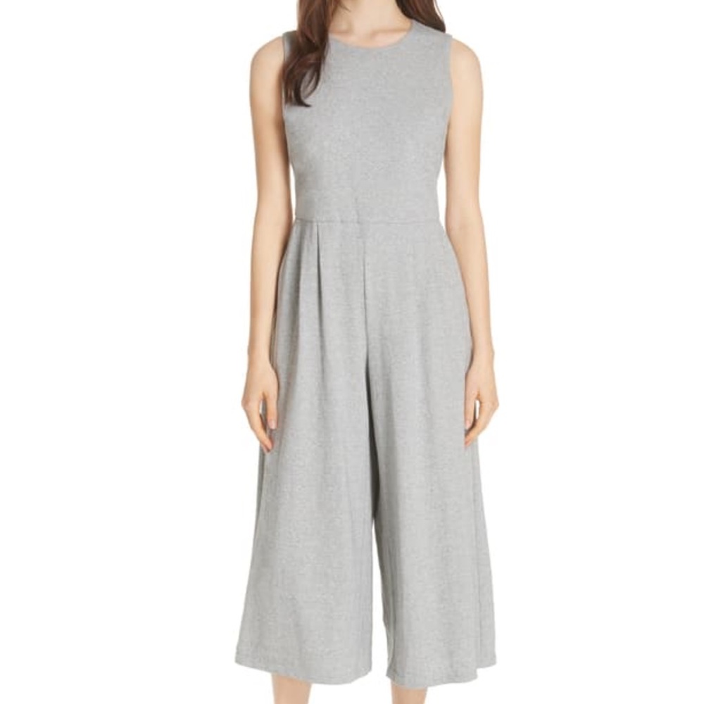Eileen Fisher Cropped Cotton Knit Jumpsuit Sz L